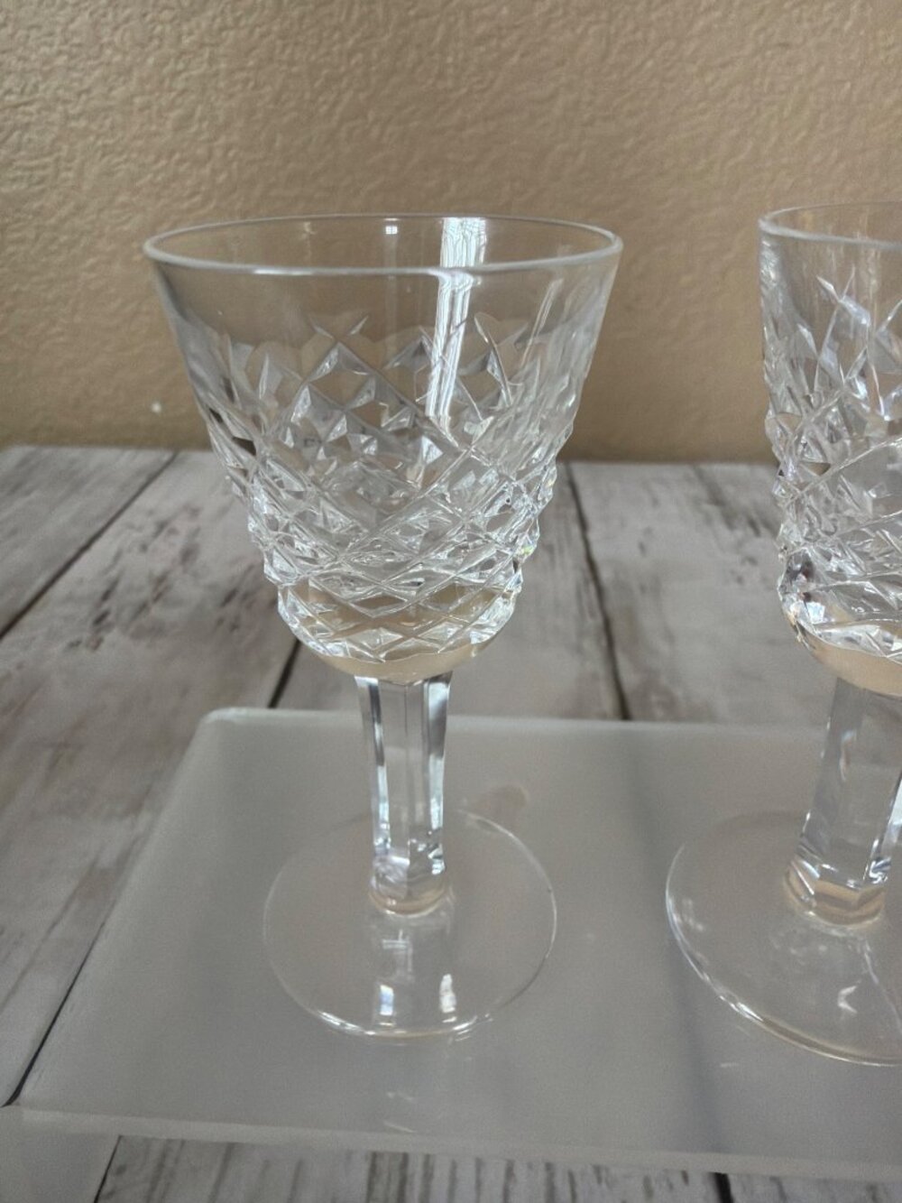 3 X Waterford Crystal ALANA 3 3/8" Cordial/Liqueur Glasses Diamond Cut Gothic Ma - Picture 3 of 10